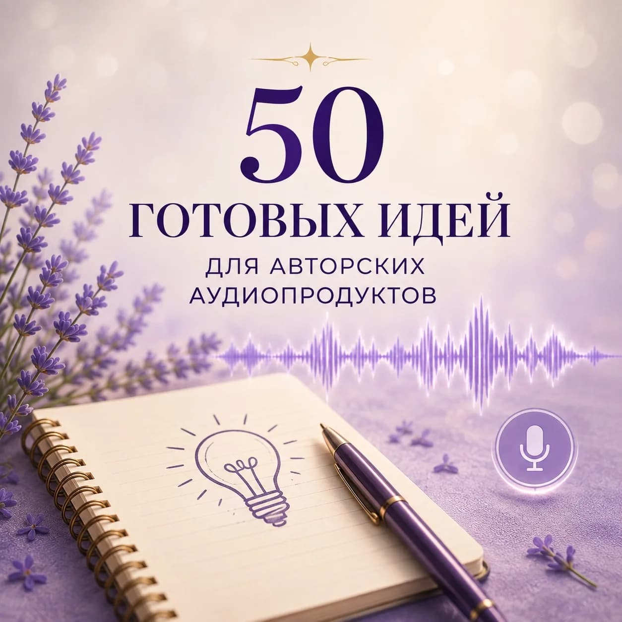 Обложка «50 готовых идей для авторских аудиопродуктов»